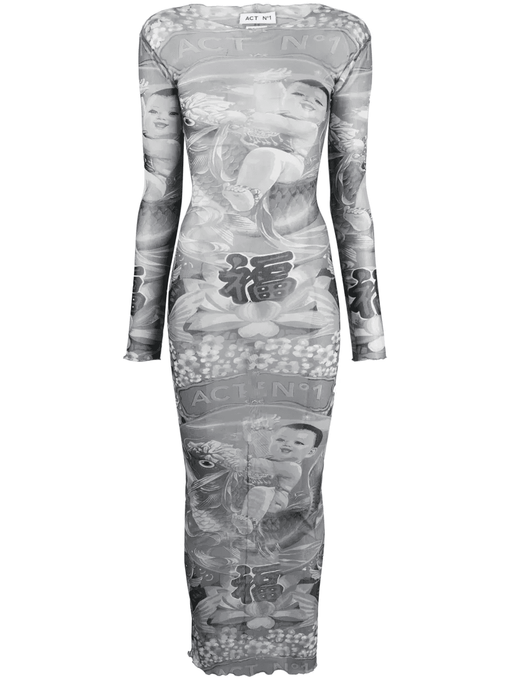 graphic-print semi-sheer dress - Image 1