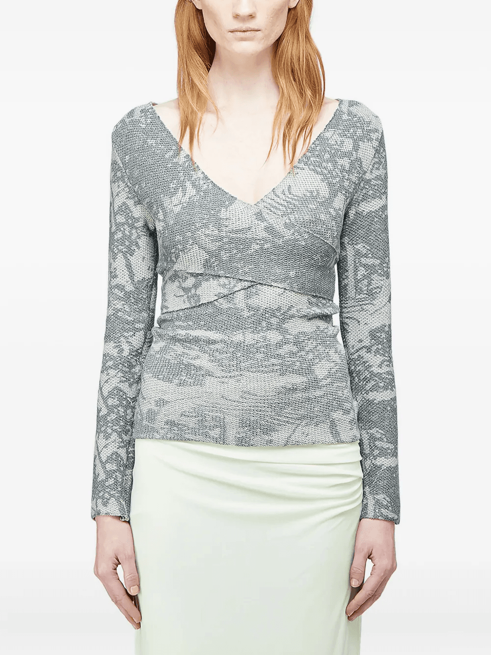 abstract-print wrap-around T-shirt - Image 1