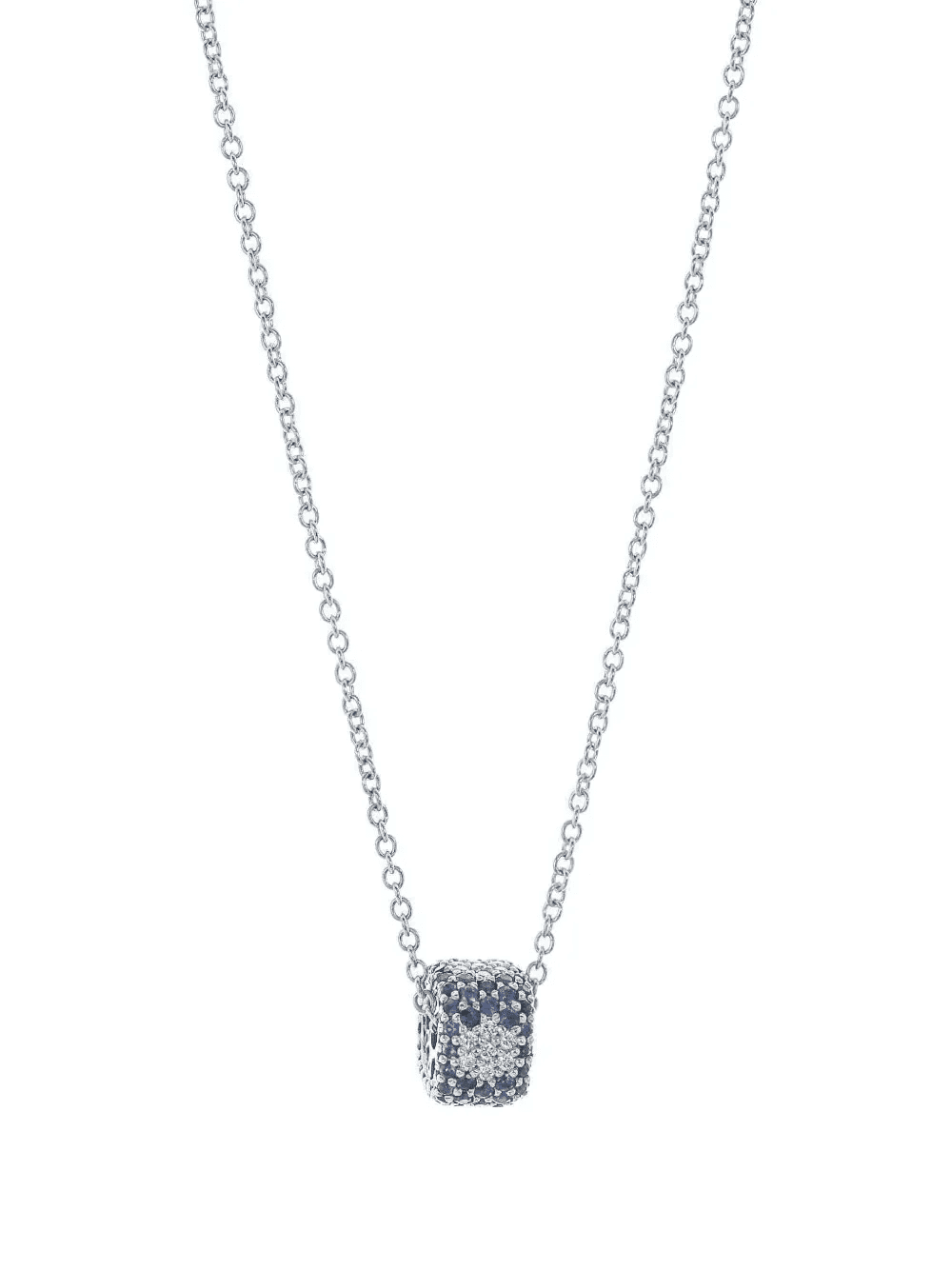 18K white gold Ghost diamond and sapphire necklace - Image 1