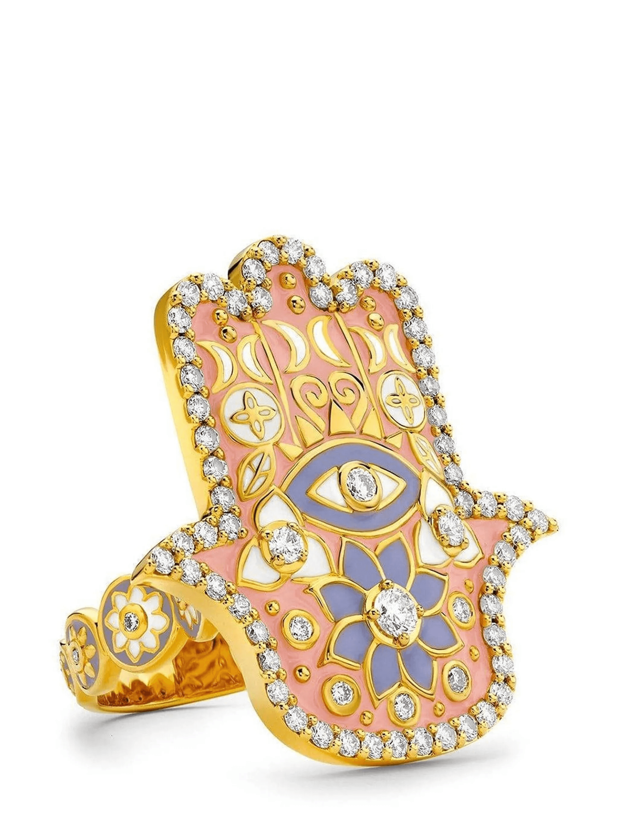 20kt yellow gold Hamsa ring - Image 1