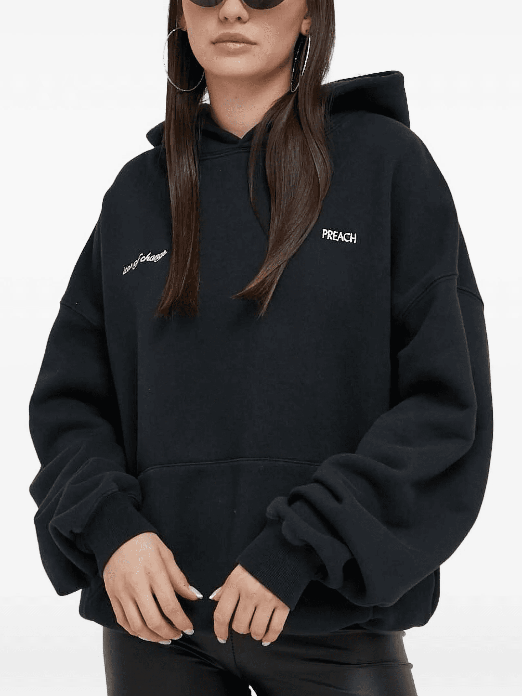 lettering-print logo hoodie - Image 1