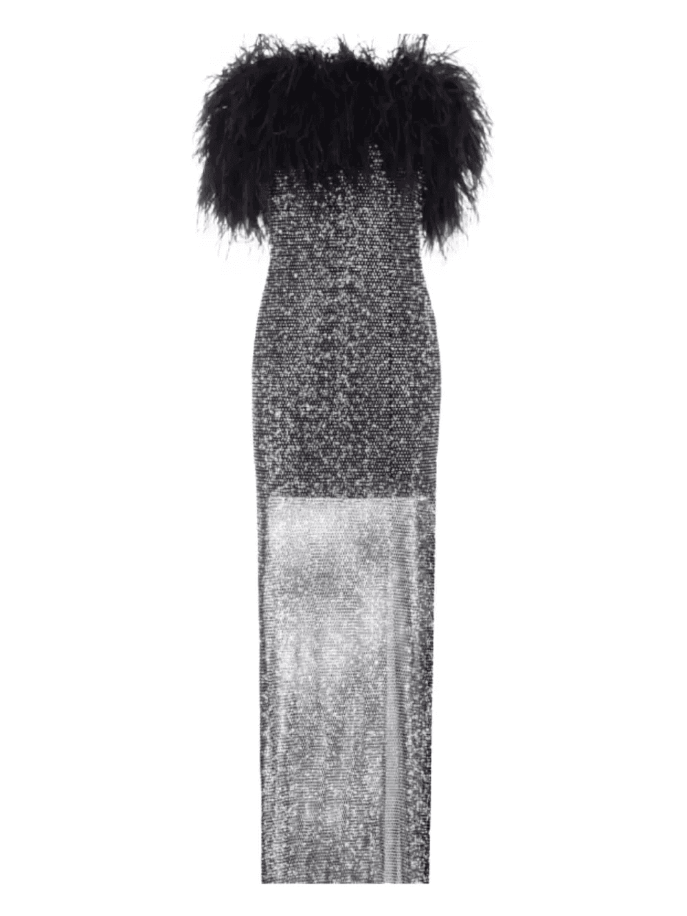 feather-embellished slit midi dress - Image 1