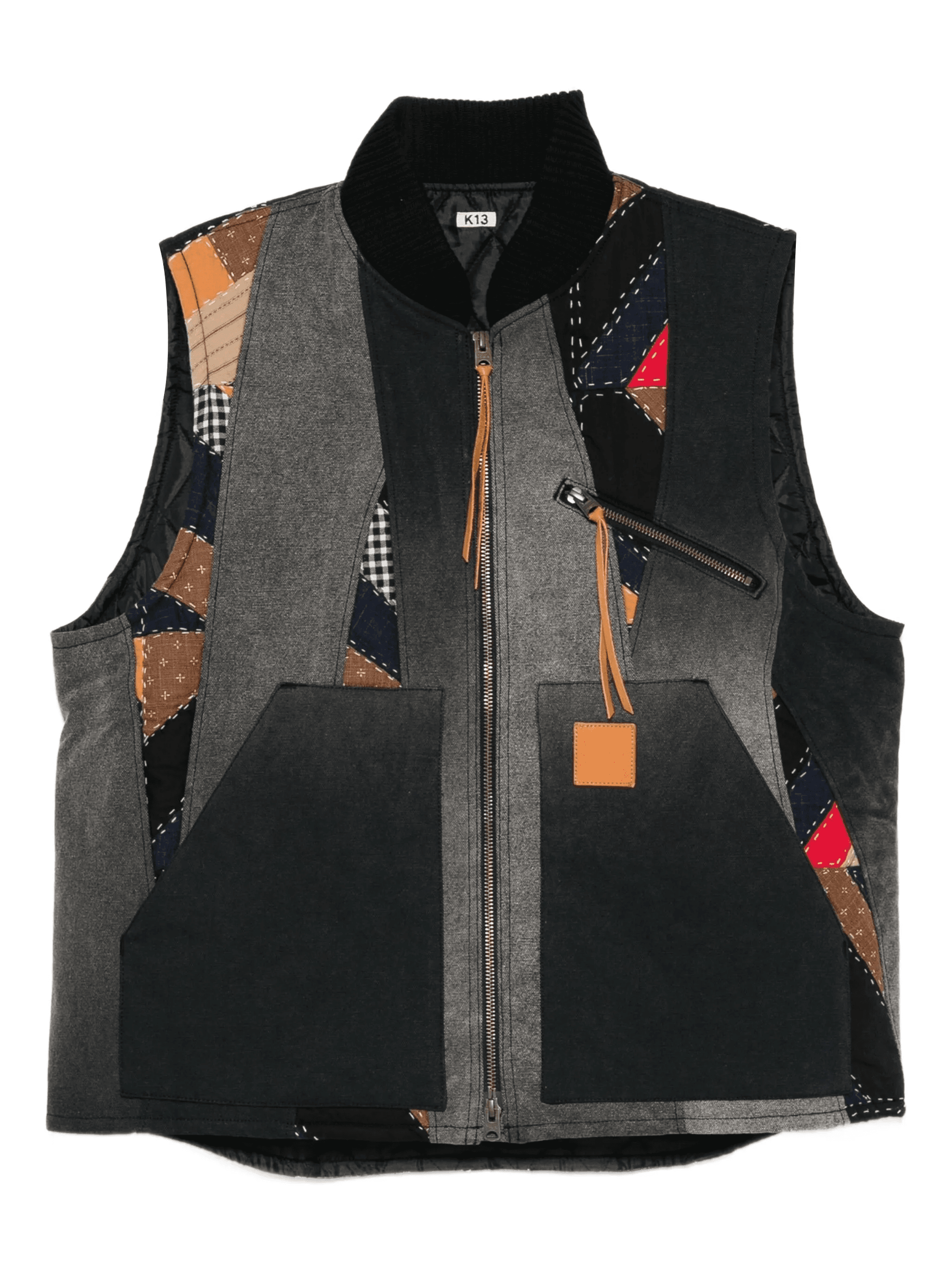 patchwork zipped waistcoat - Image 1