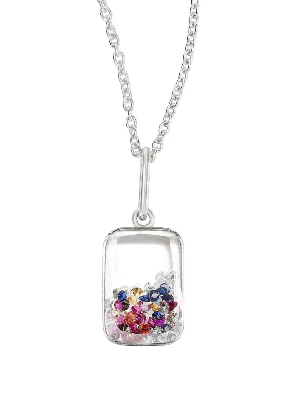 18K white gold Ten Fourteen Petite Confetti multi-stone necklace - Image 1