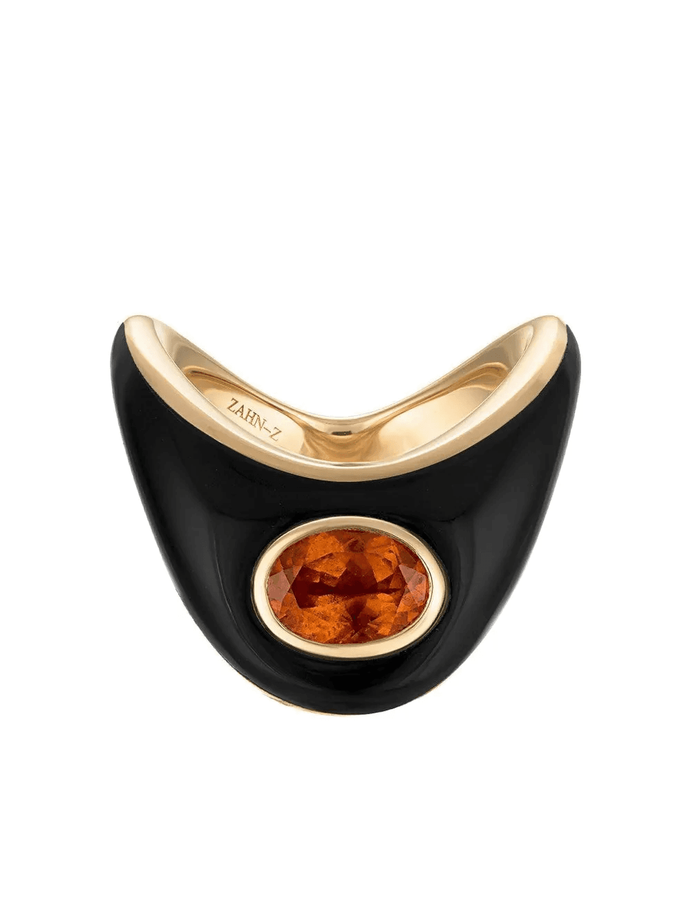 14K yellow gold Big Zaha onyx and citrine ring - Image 1