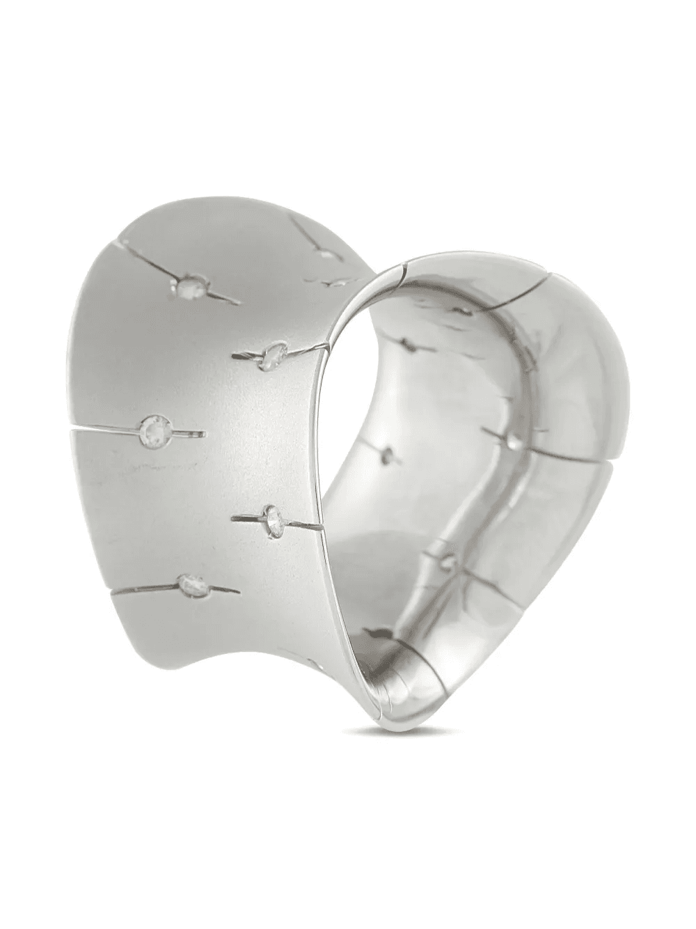 18K white gold diamond convex ring - Image 1