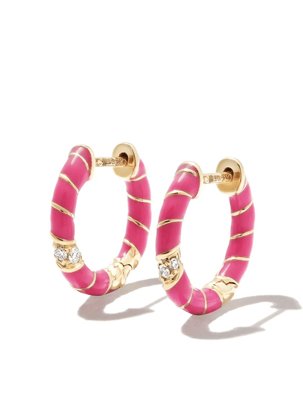 9kt yellow gold Twist enamel hoop earrings - Image 1