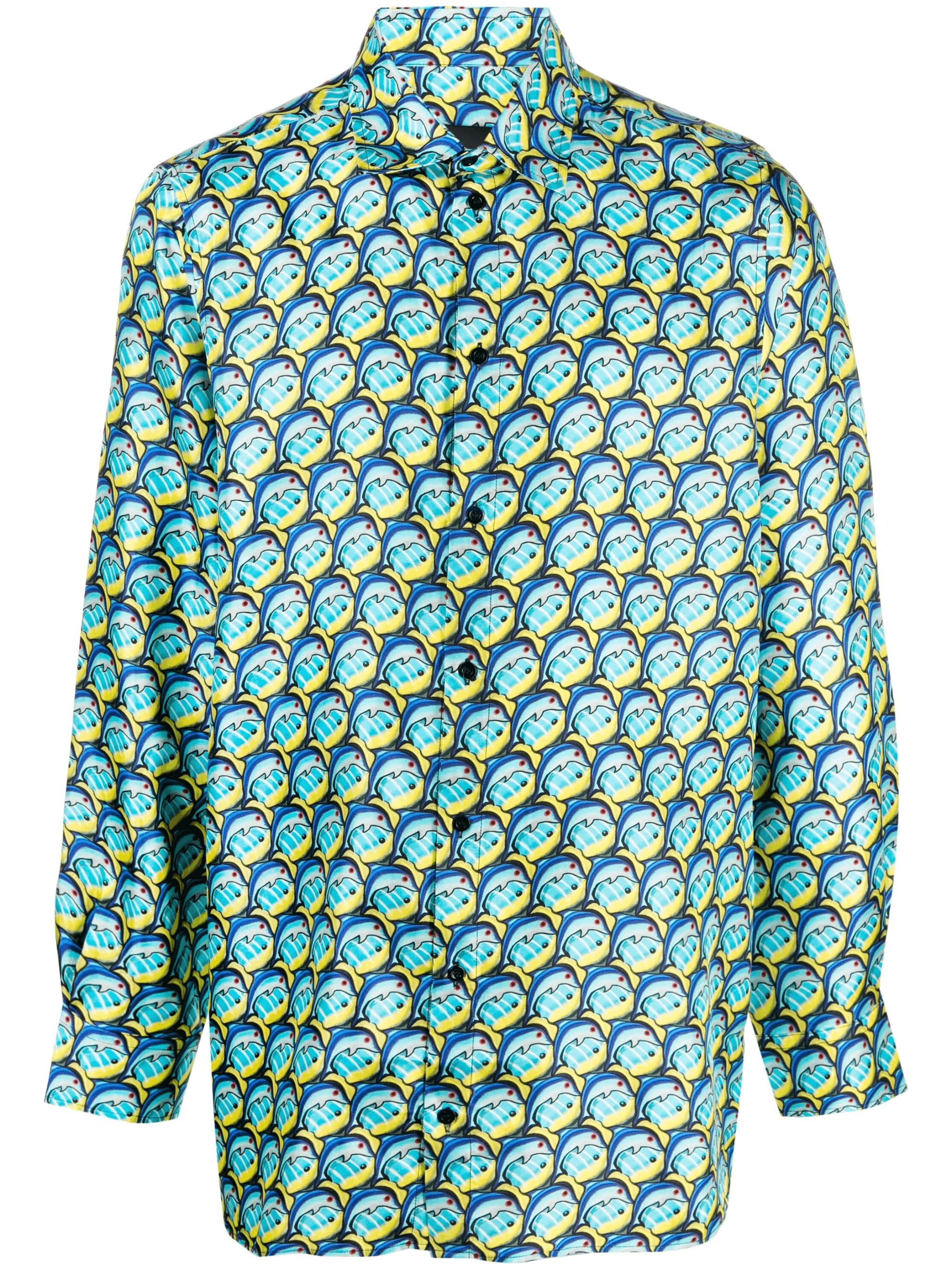 graphic-print satin-finish shirt - Image 1