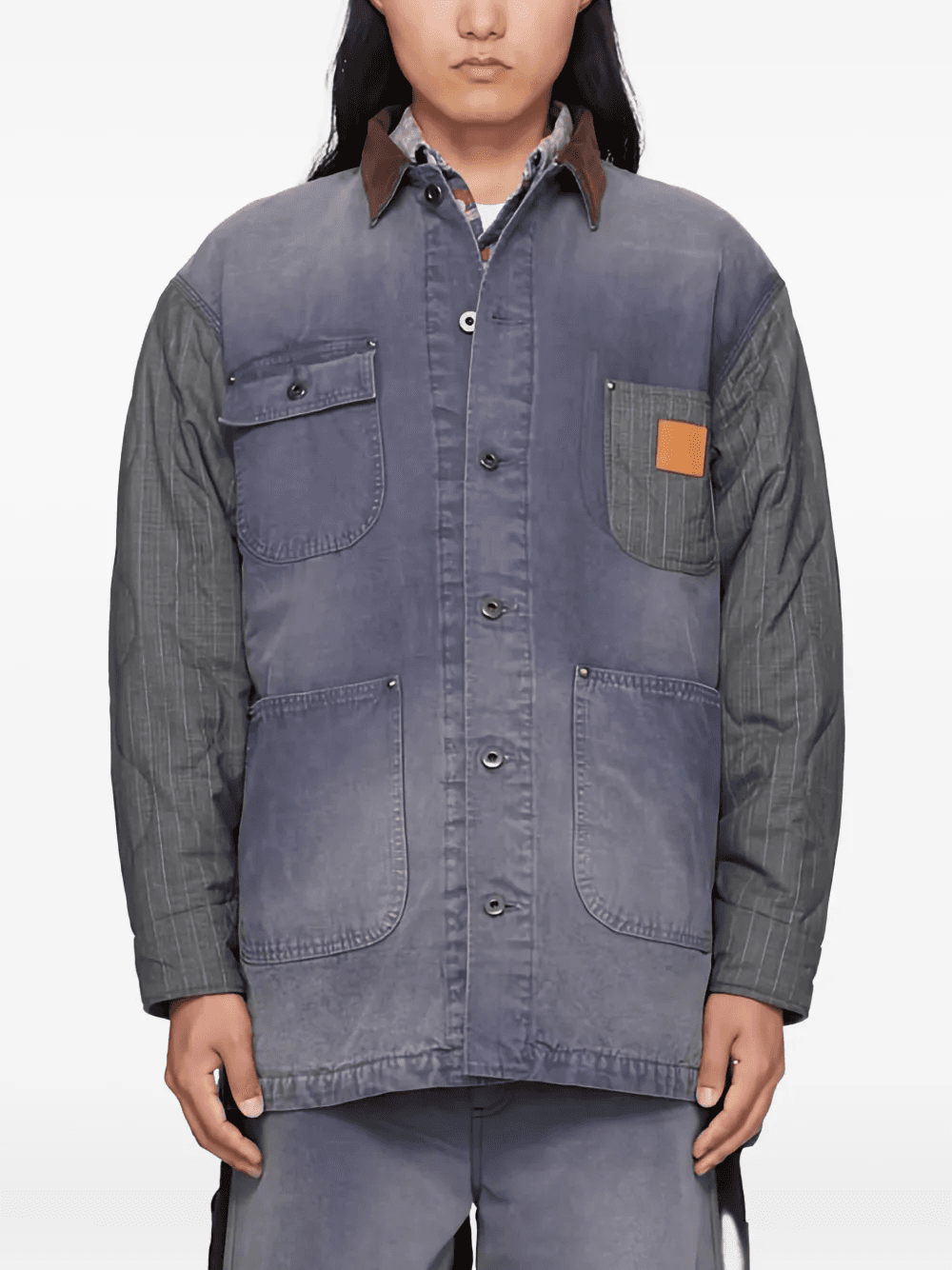 quilted-panel corduroy-collar jacket - Image 1