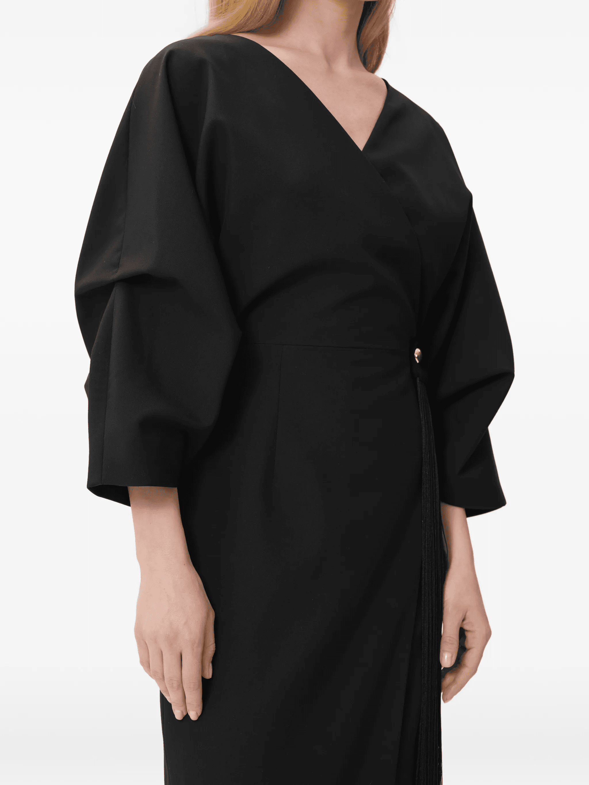 Harbor fringe V-neck midi dress - Image 1