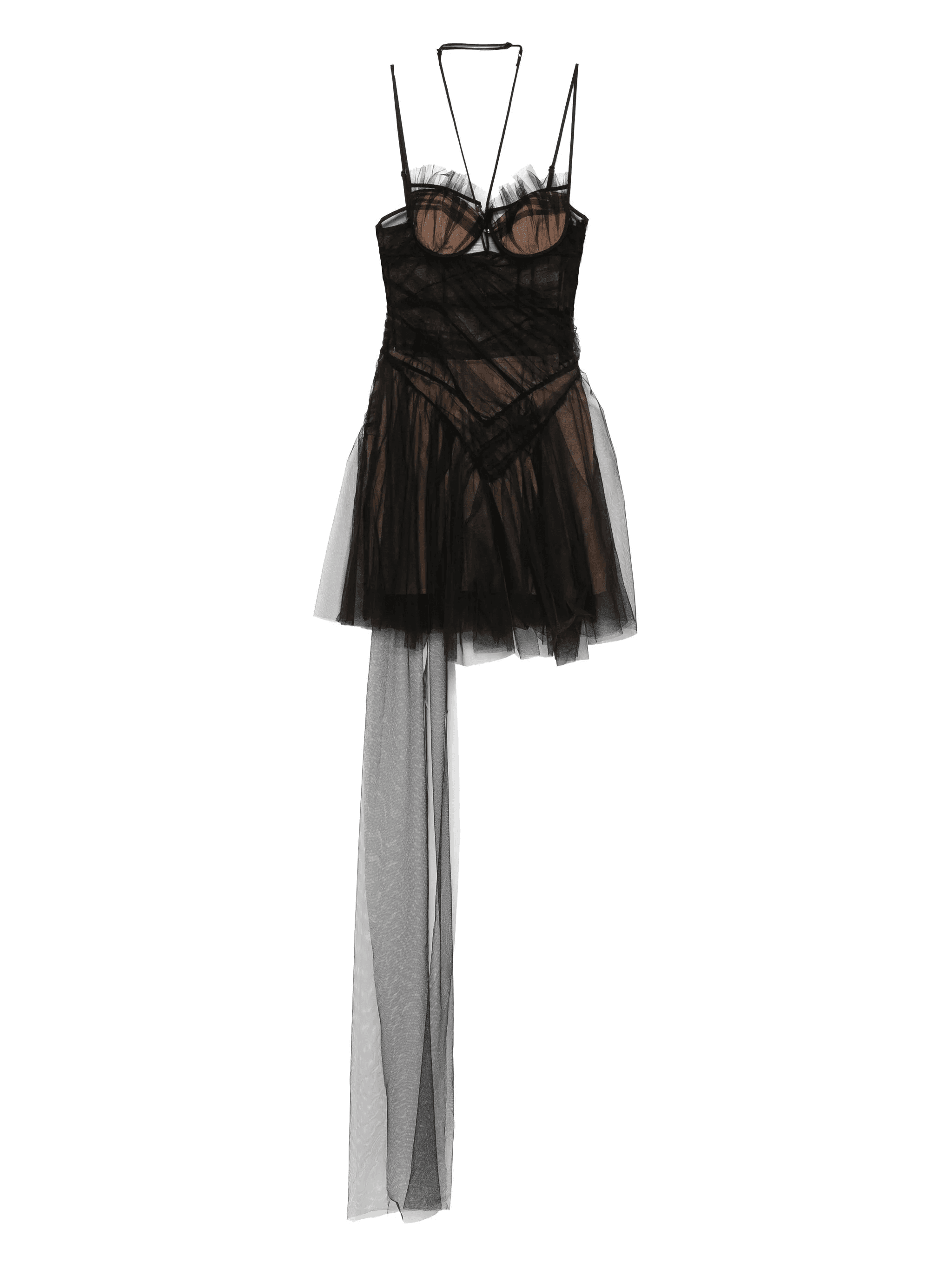 strap-detail tulle mini dress - Image 1