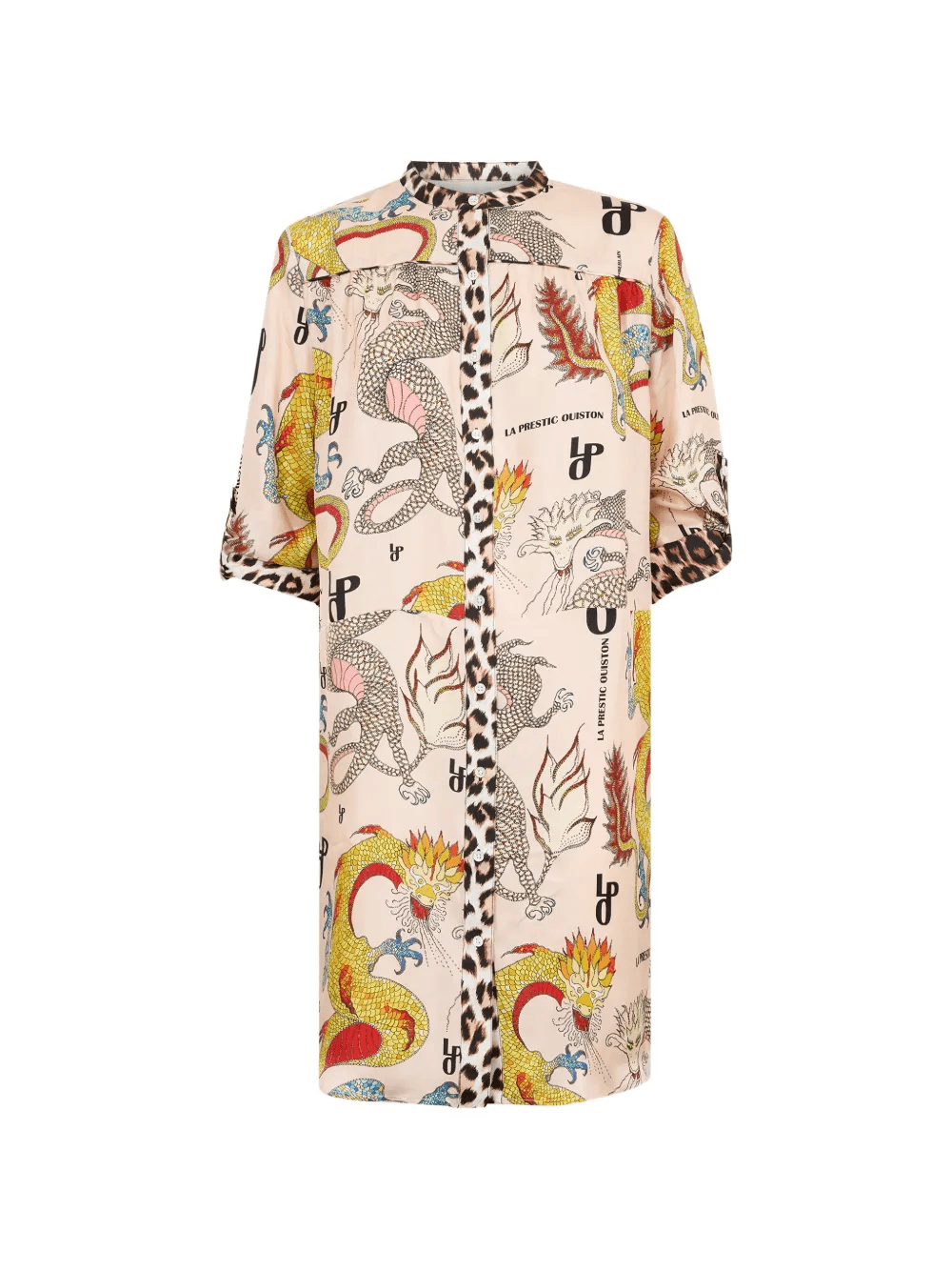 dragon-print shirt dress - Image 1