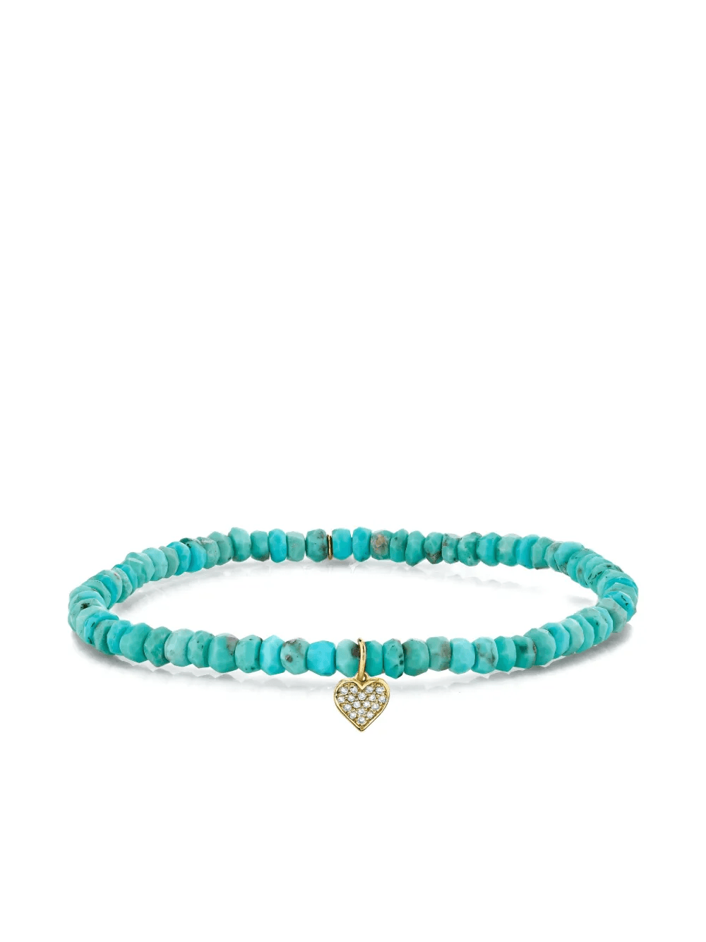 14K yellow gold Baby Heart turquoise and diamond bracelet - Image 1