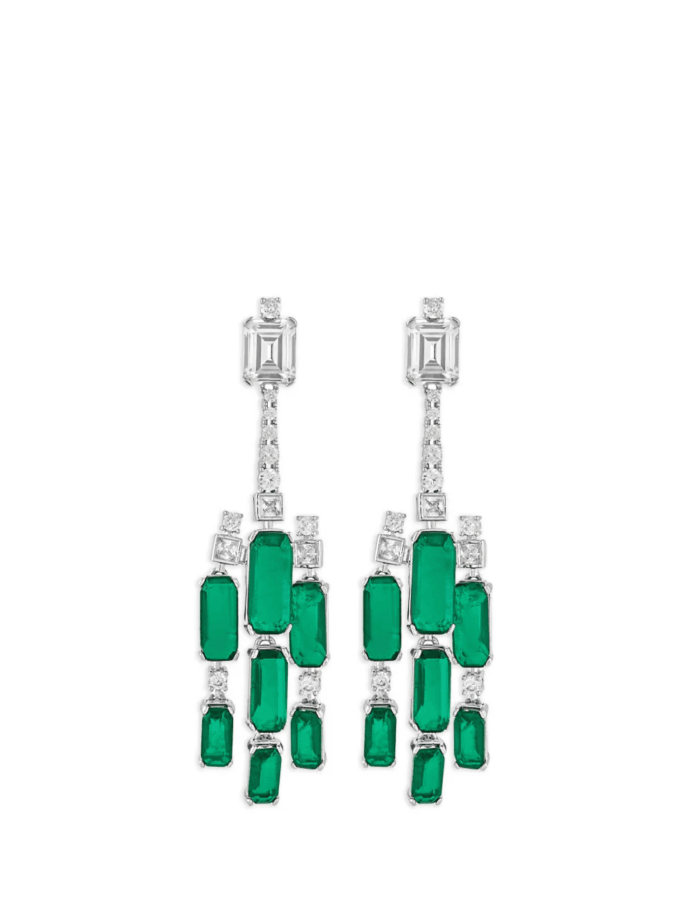 doublet emerald drop dangling earrings - Image 1