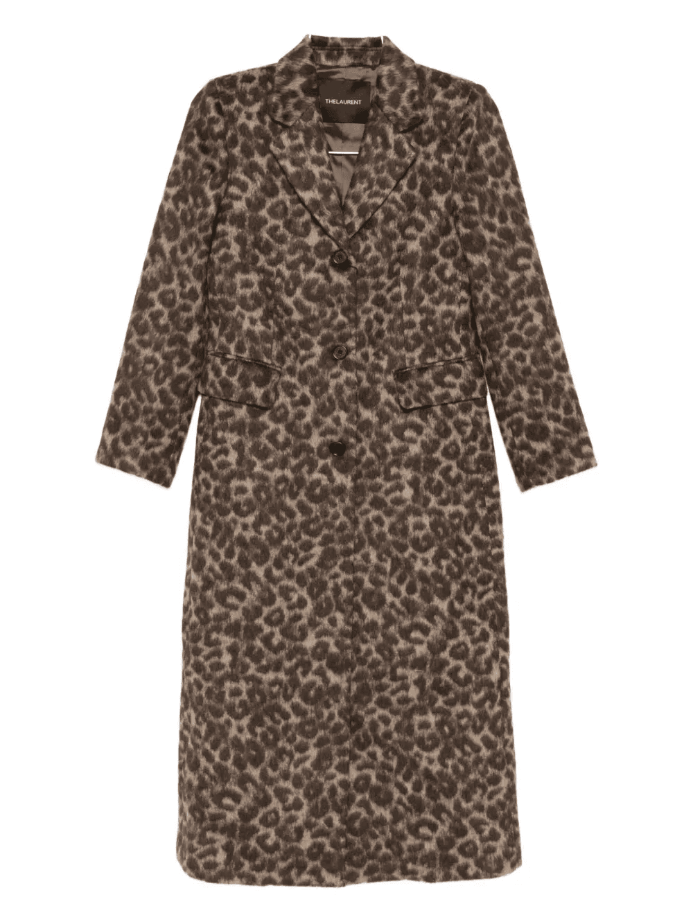 leopard-print single-breasted coat - Image 1