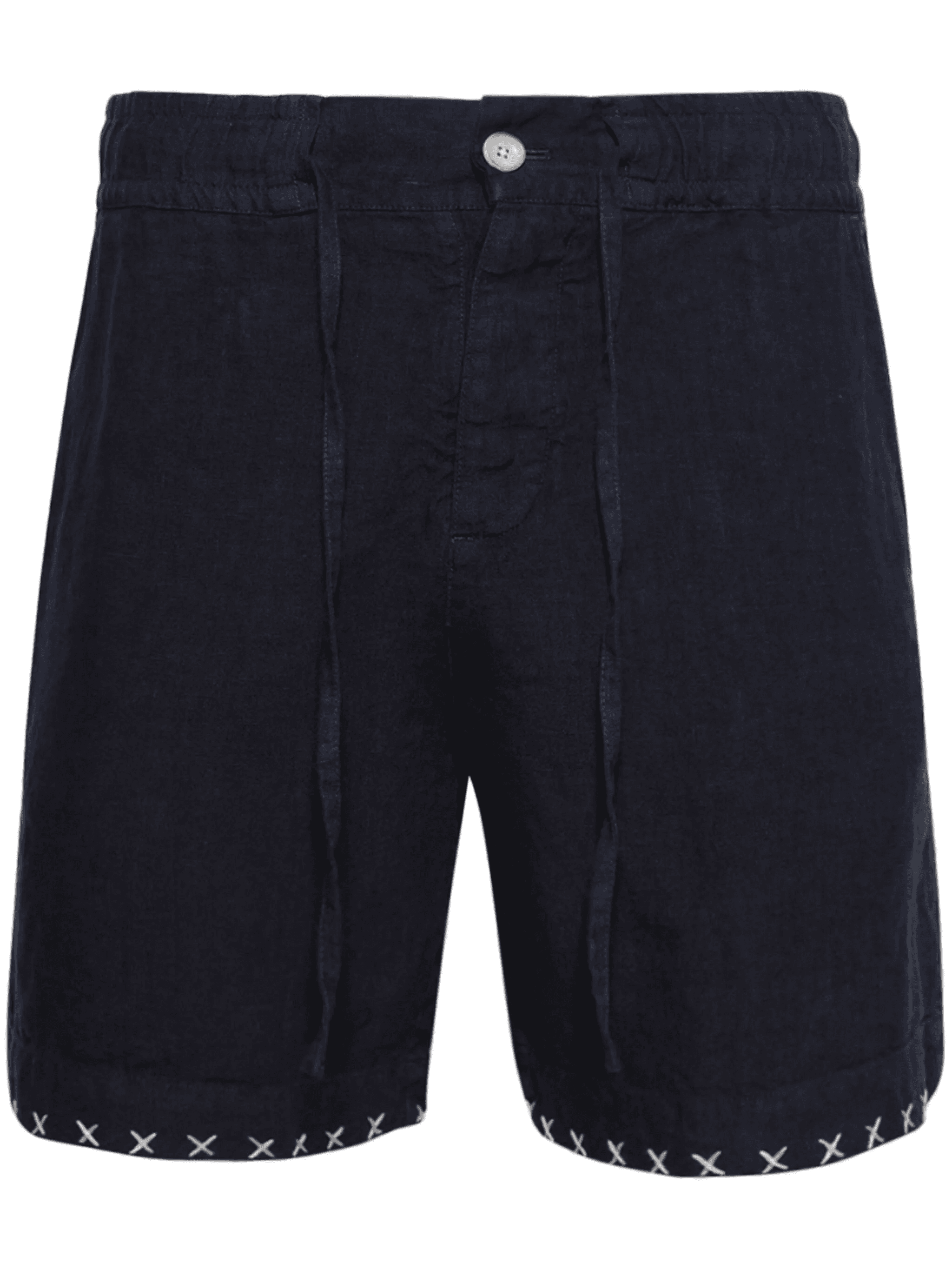 contrasting-stitch linen shorts - Image 1