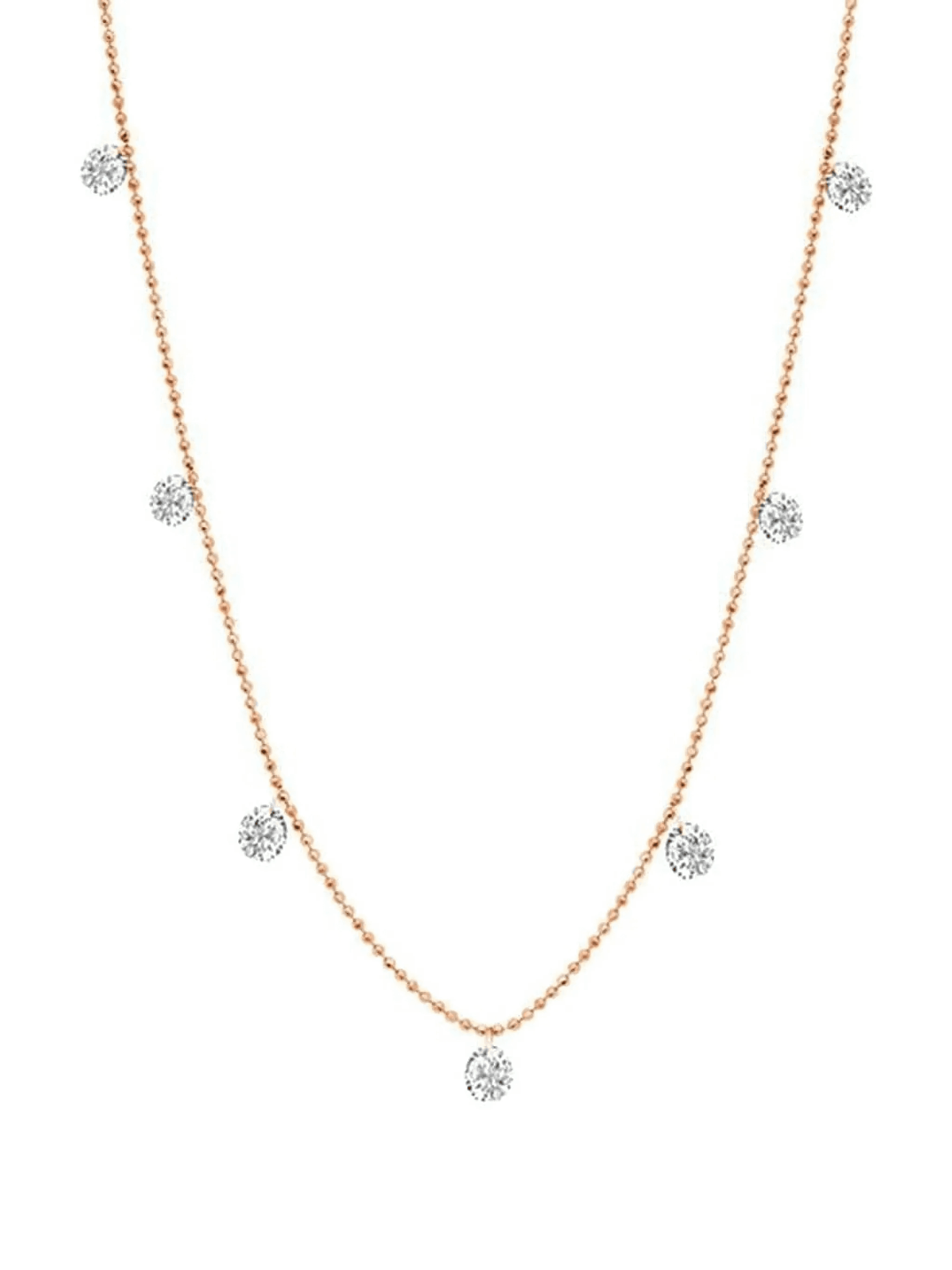 18K rose gold small Floating diamonds necklace - Image 1