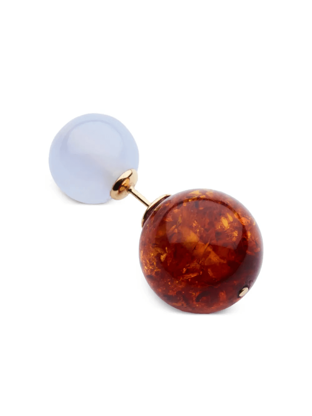 Bolas Duo chalcedony and amber earring - Image 1