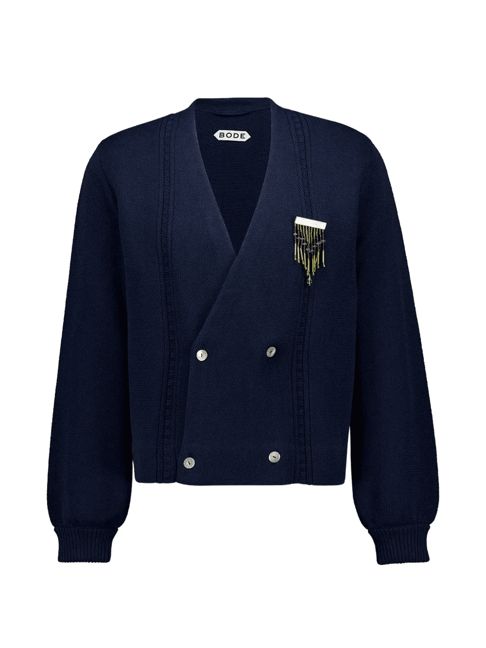 logo-detail double-breasted cardigan - Image 1