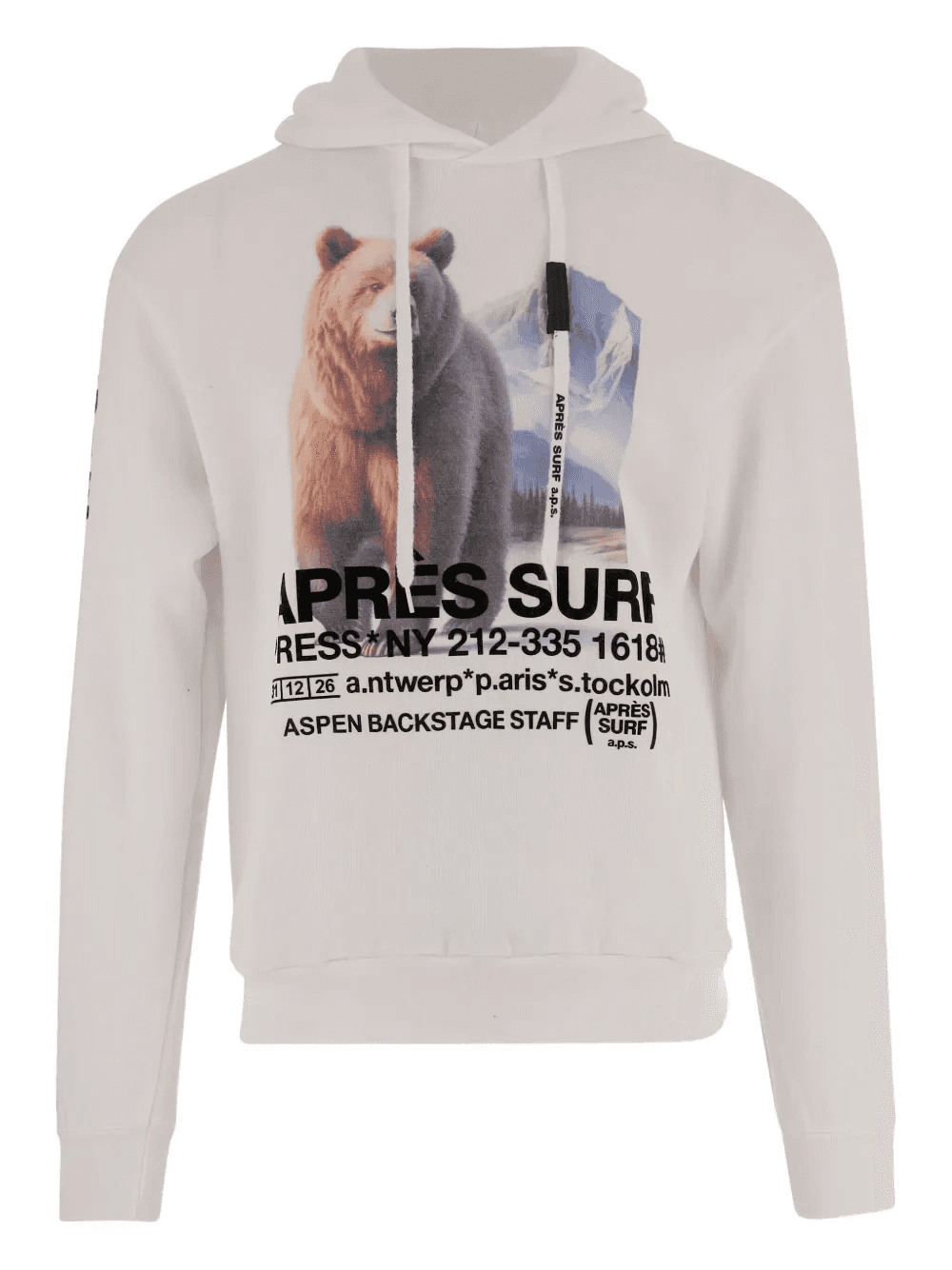 bear-print drawstring hoodie - Image 1