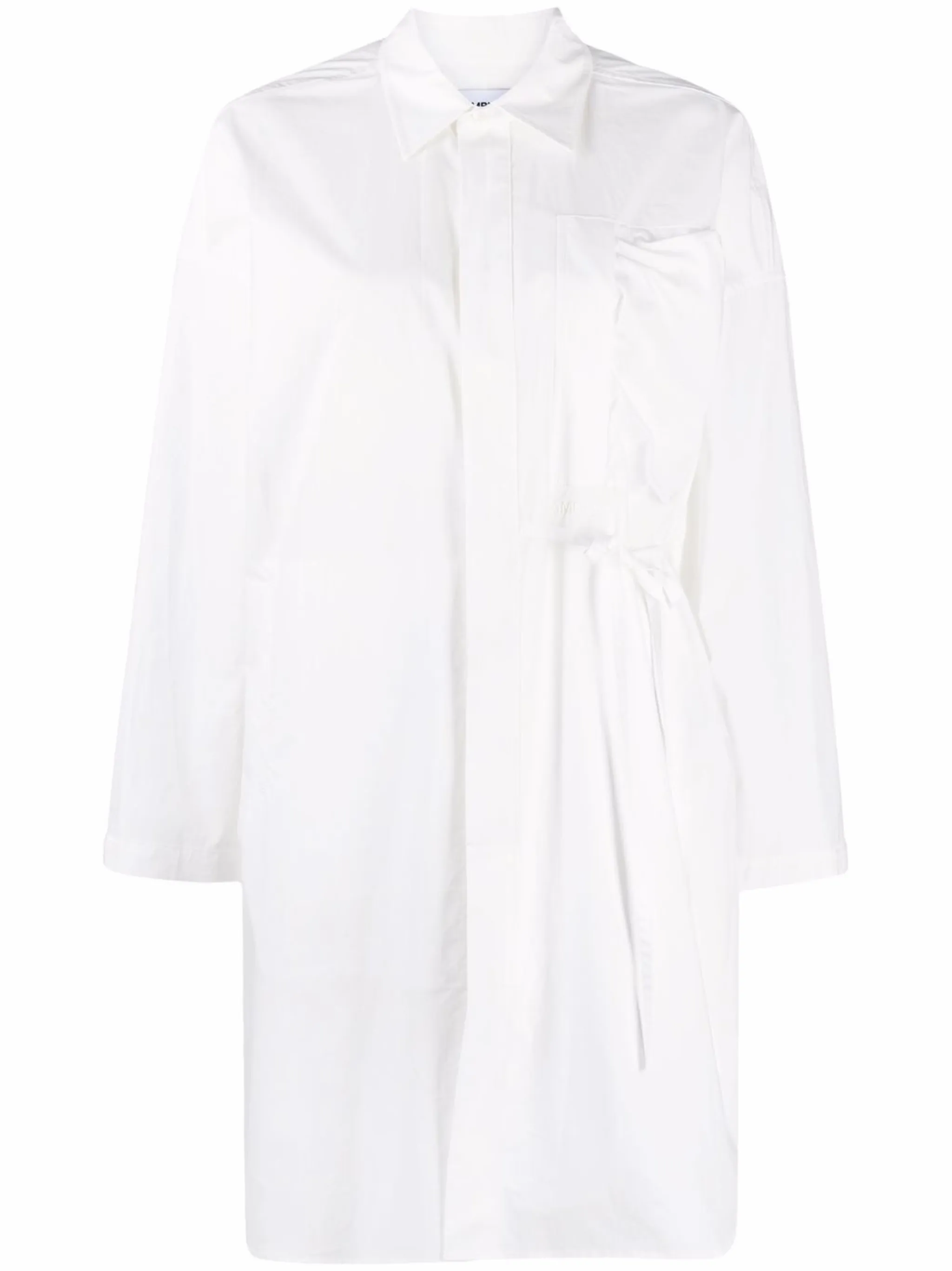 oversized waist-tie mini shirt dress - Image 1