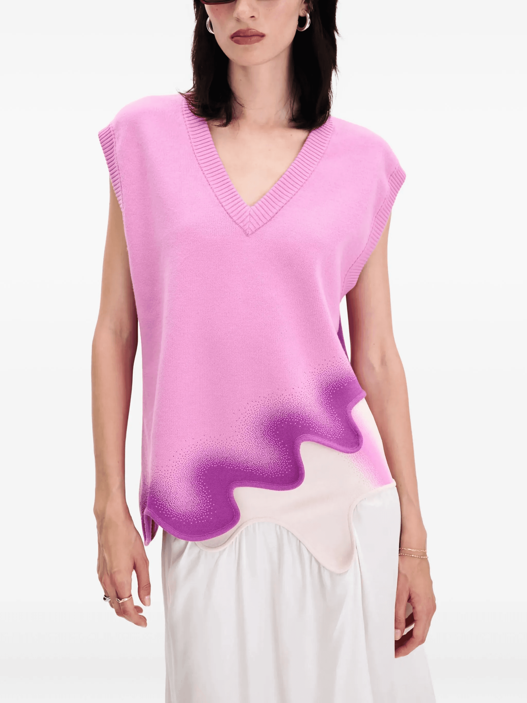v-neck wavy-hem vest - Image 1