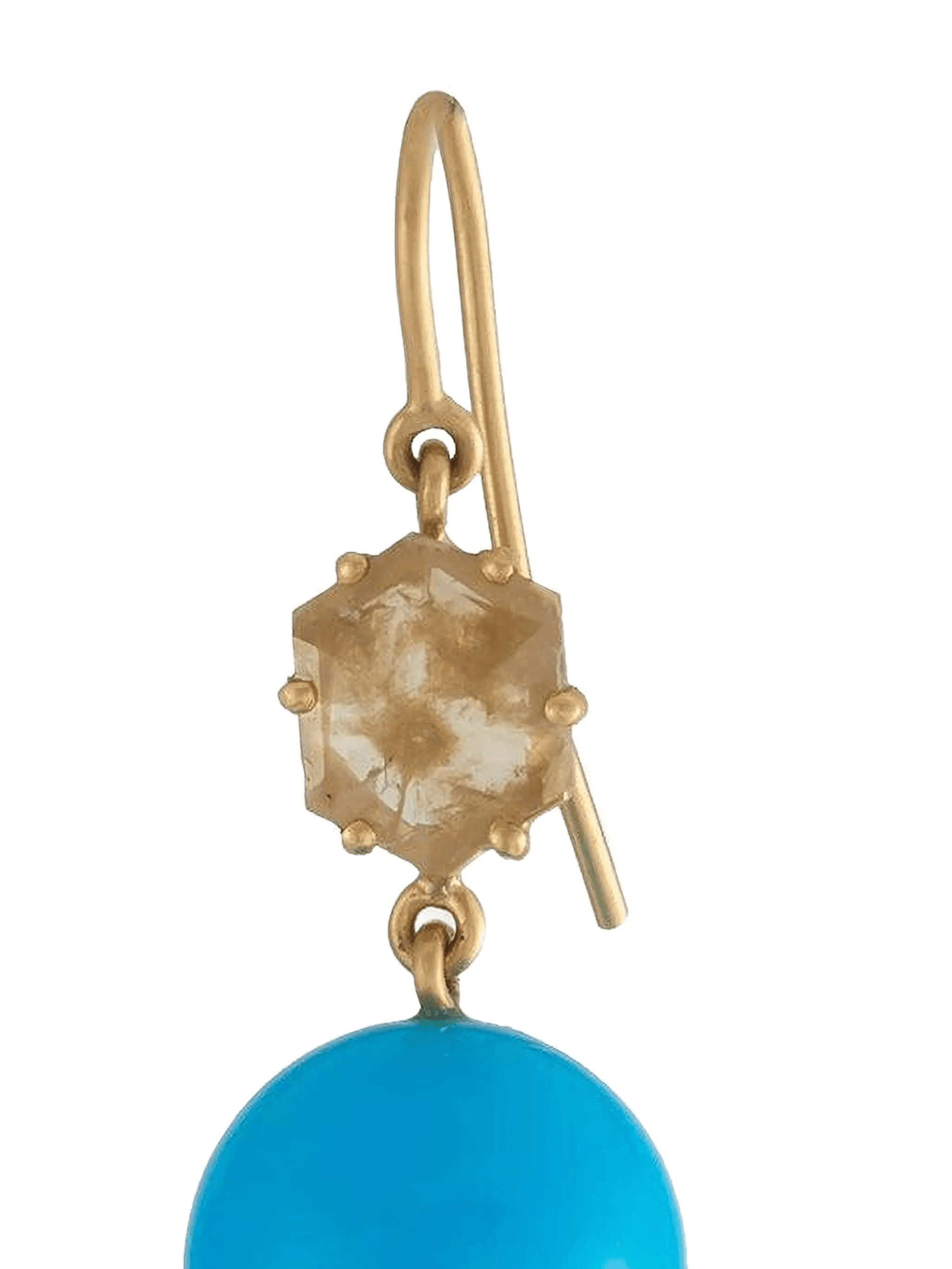 diamond and turquoise rough slice earrings - Image 1