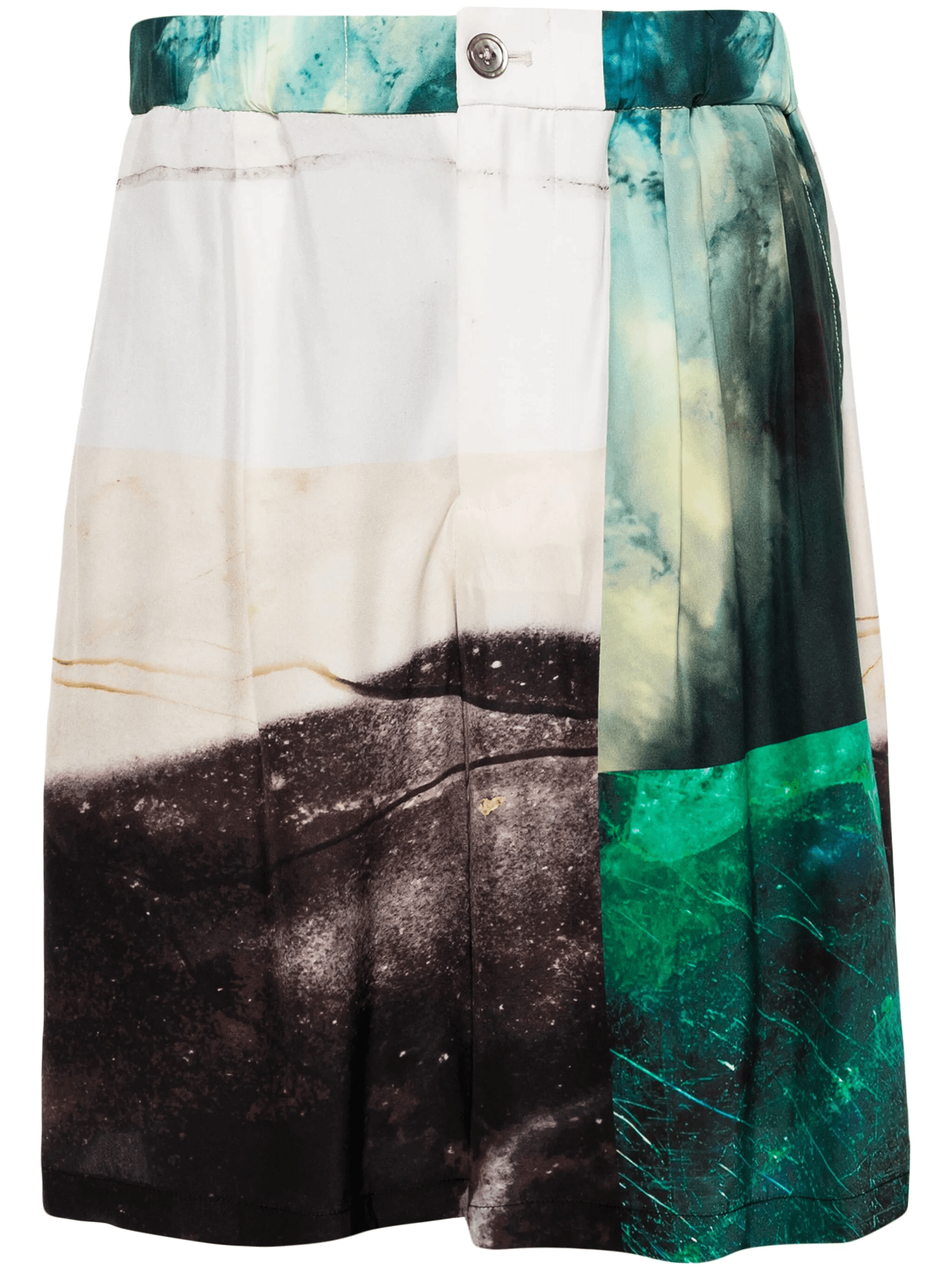 patchwork-print silk shorts - Image 1