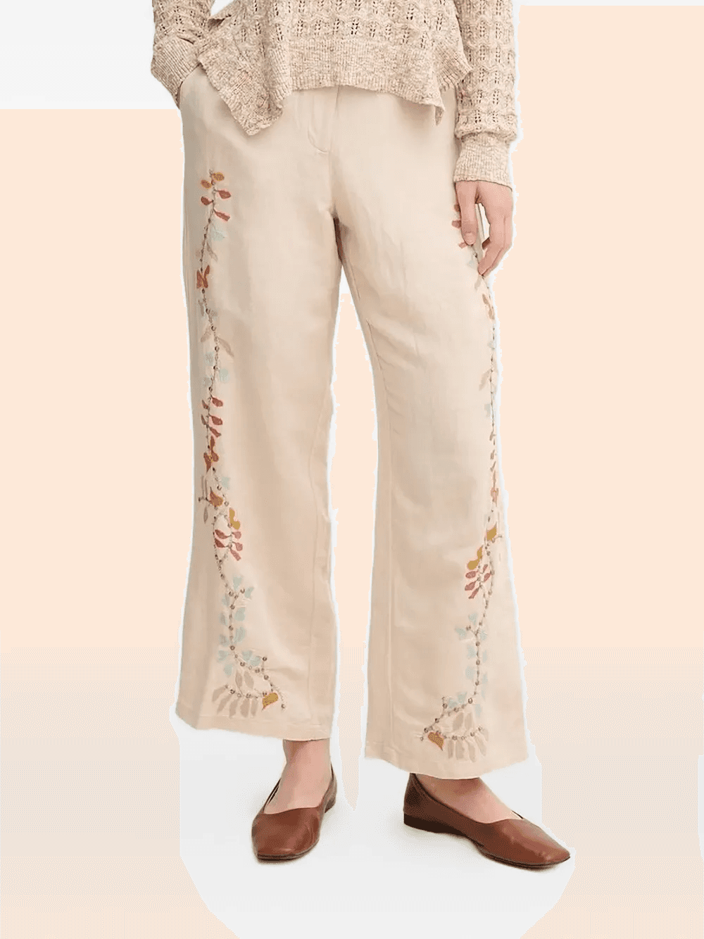 embroidered floral trousers - Image 1