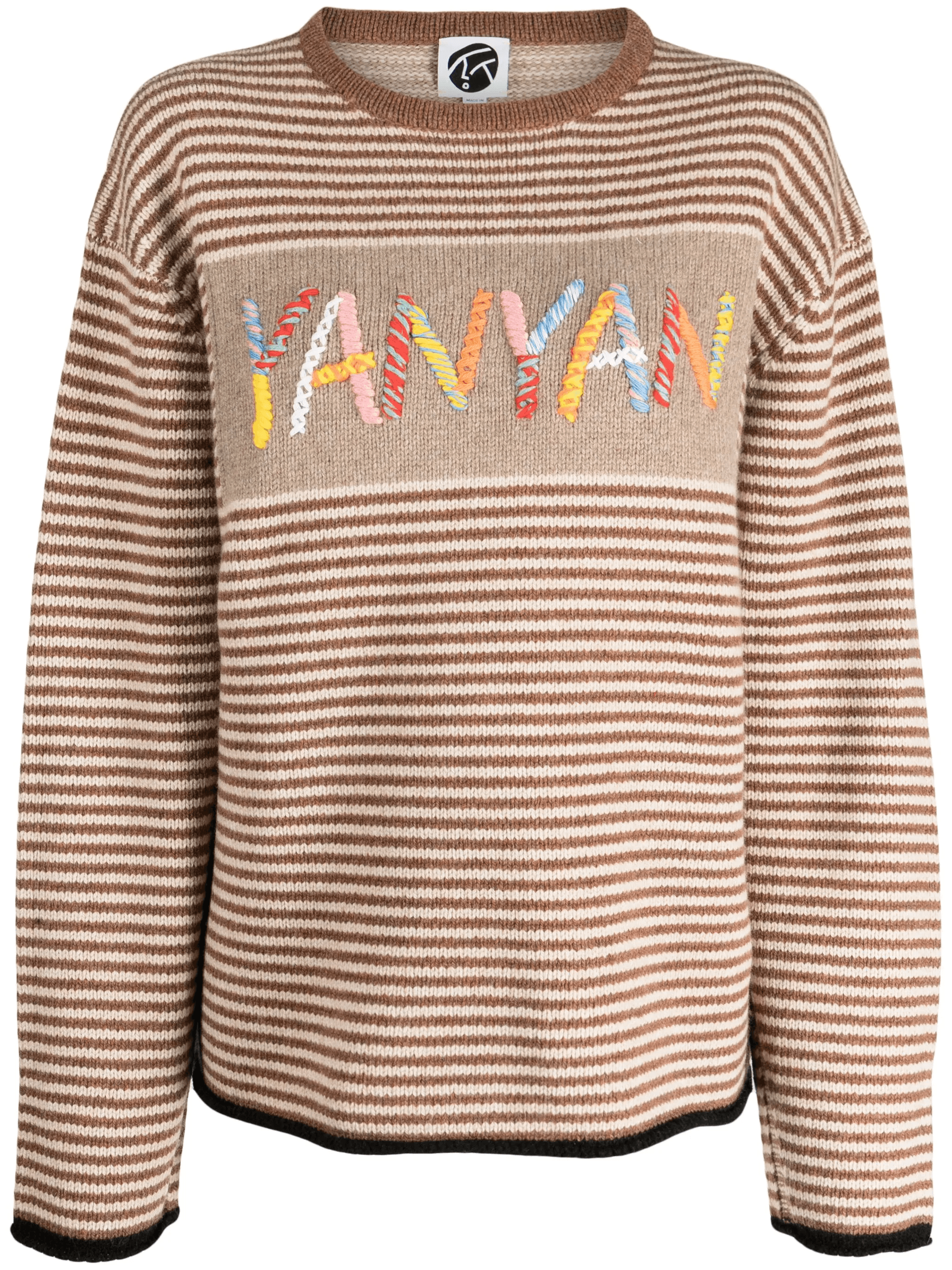 logo-embroidered stripe-pattern jumper - Image 1