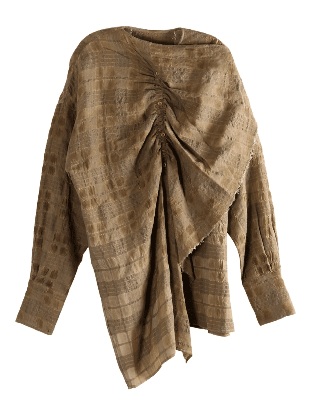 draped checked top - Image 1