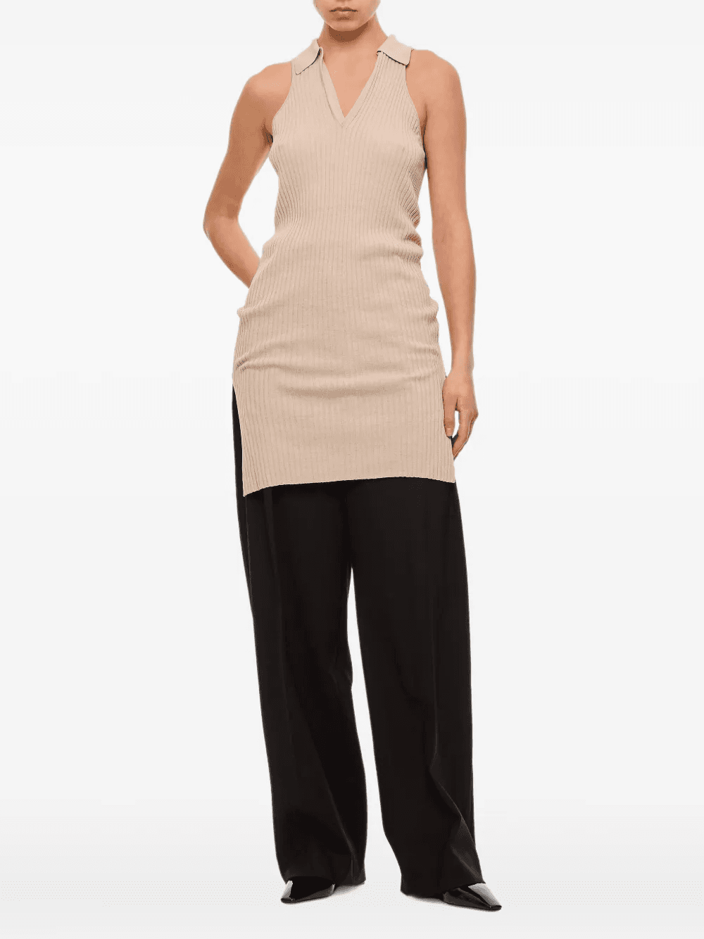 ribbed side-slit tank top - Image 1