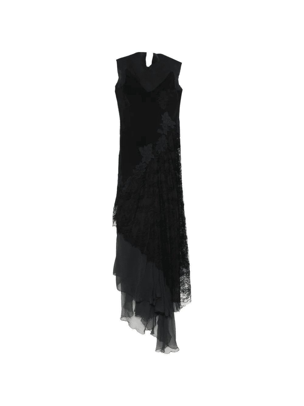 lace-appliqué asymmetric dress - Image 1