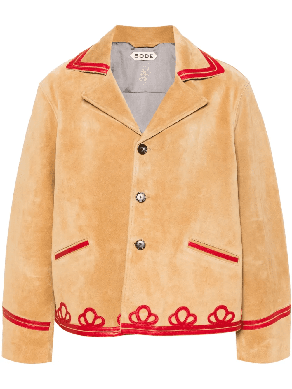 Trefoil contrasting-trim suede blazer - Image 1