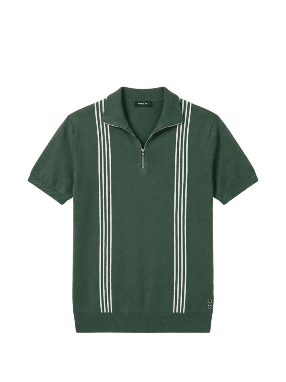 stripe-detail zip-neck polo shirt - Image 1