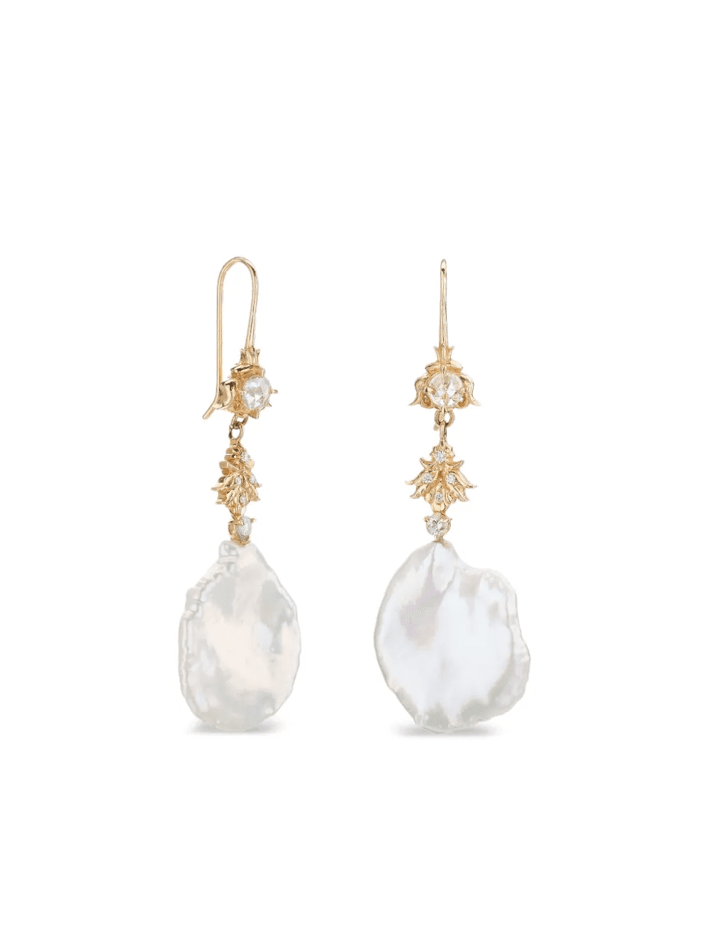 14K yellow gold Boon pearl diamond earrings - Image 1