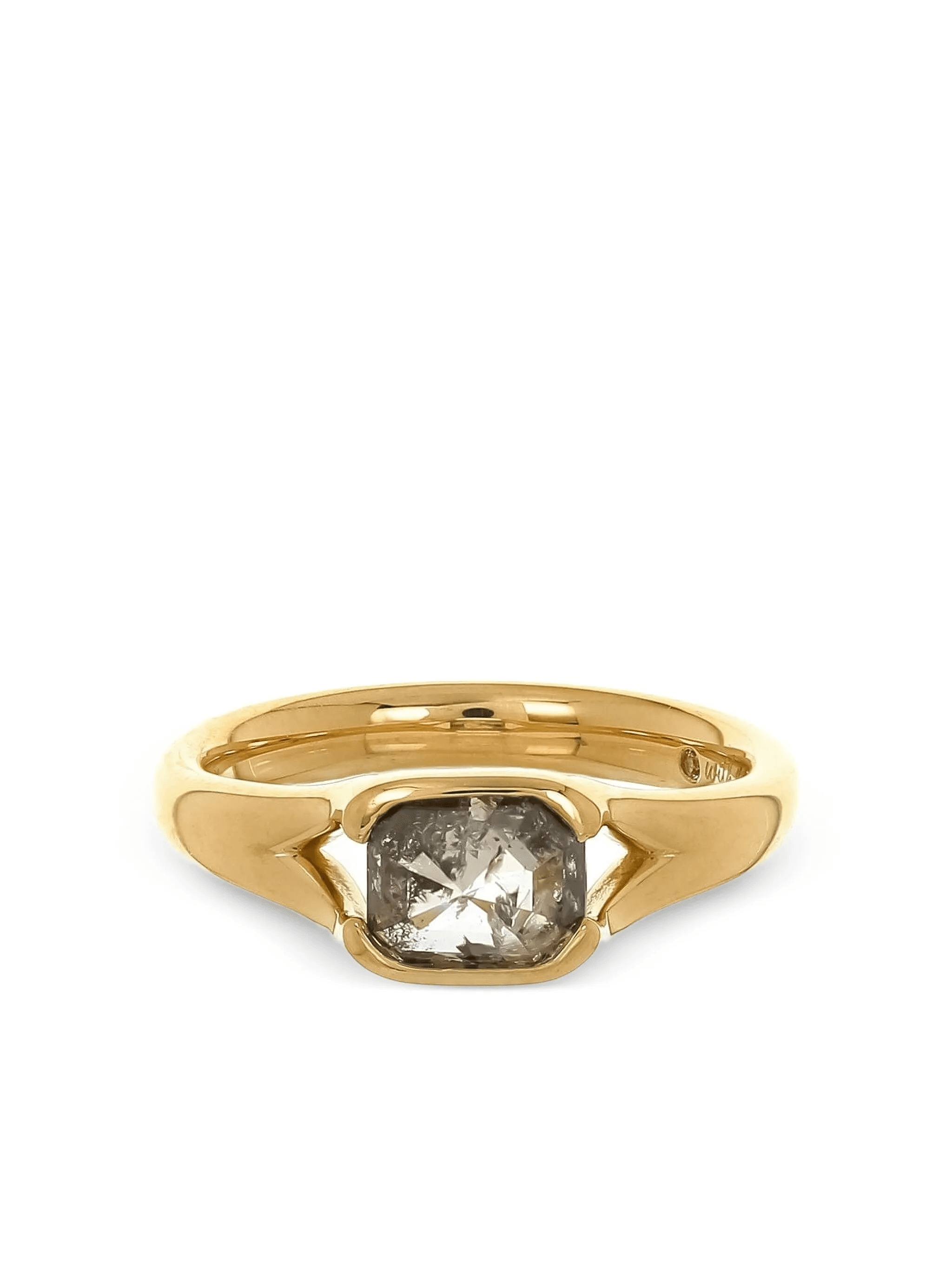 18K yellow gold The Stacker pink sapphire and diamond ring - Image 1