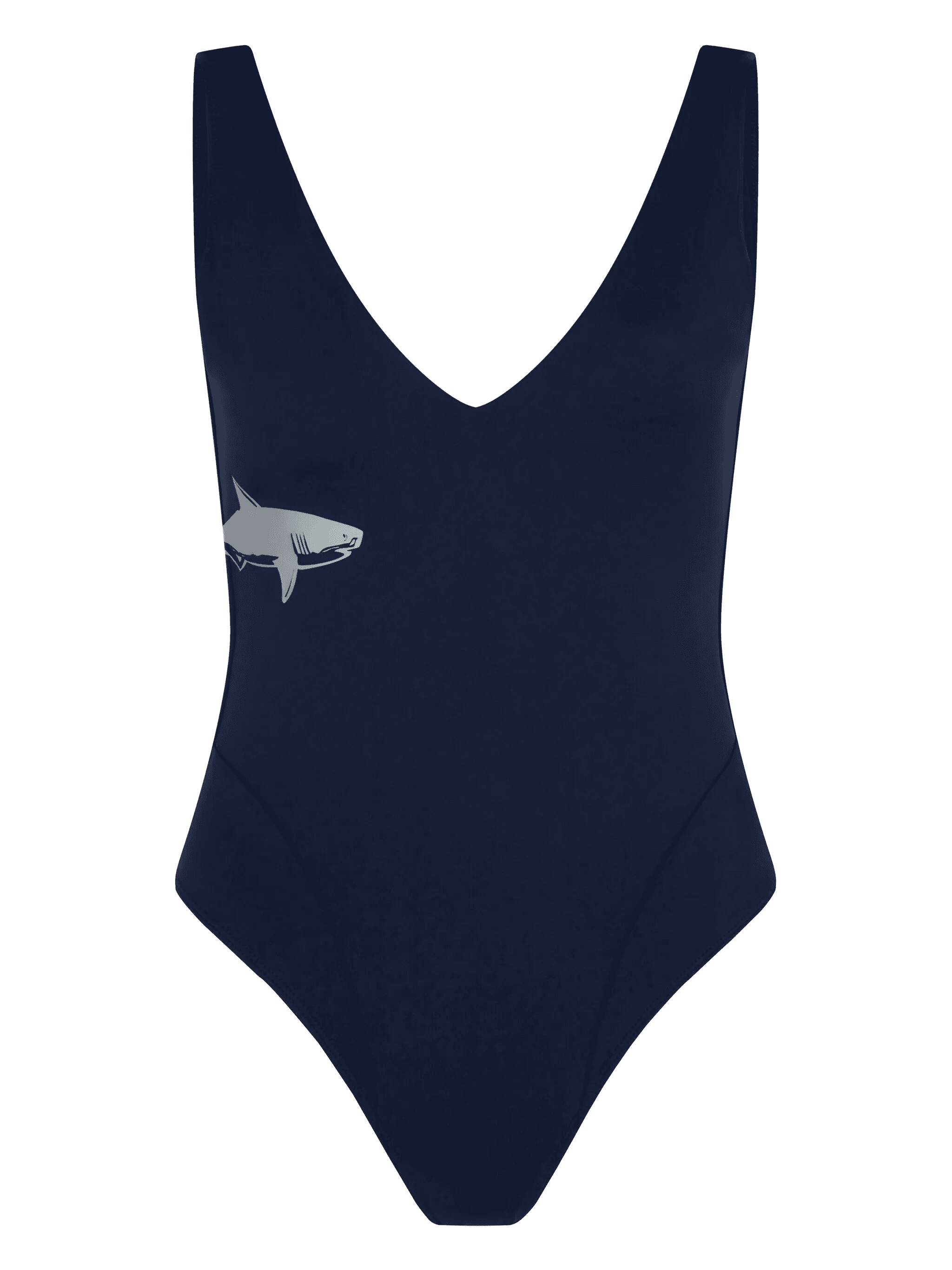 plunging V-neck shark-print swimsuit - Image 1
