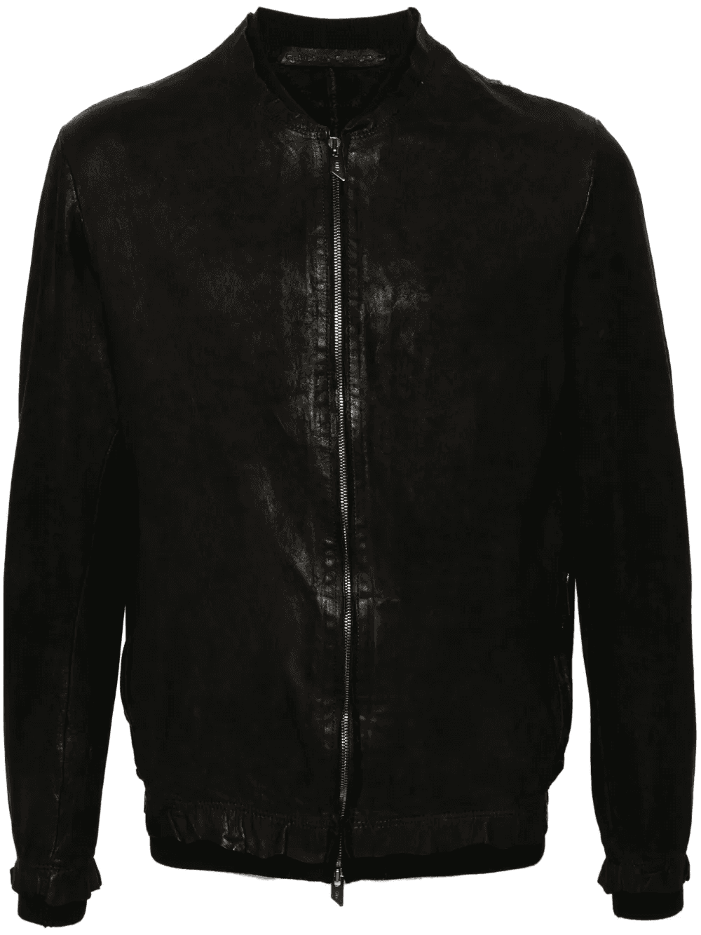 zip-up leather bomber jacket - Image 1