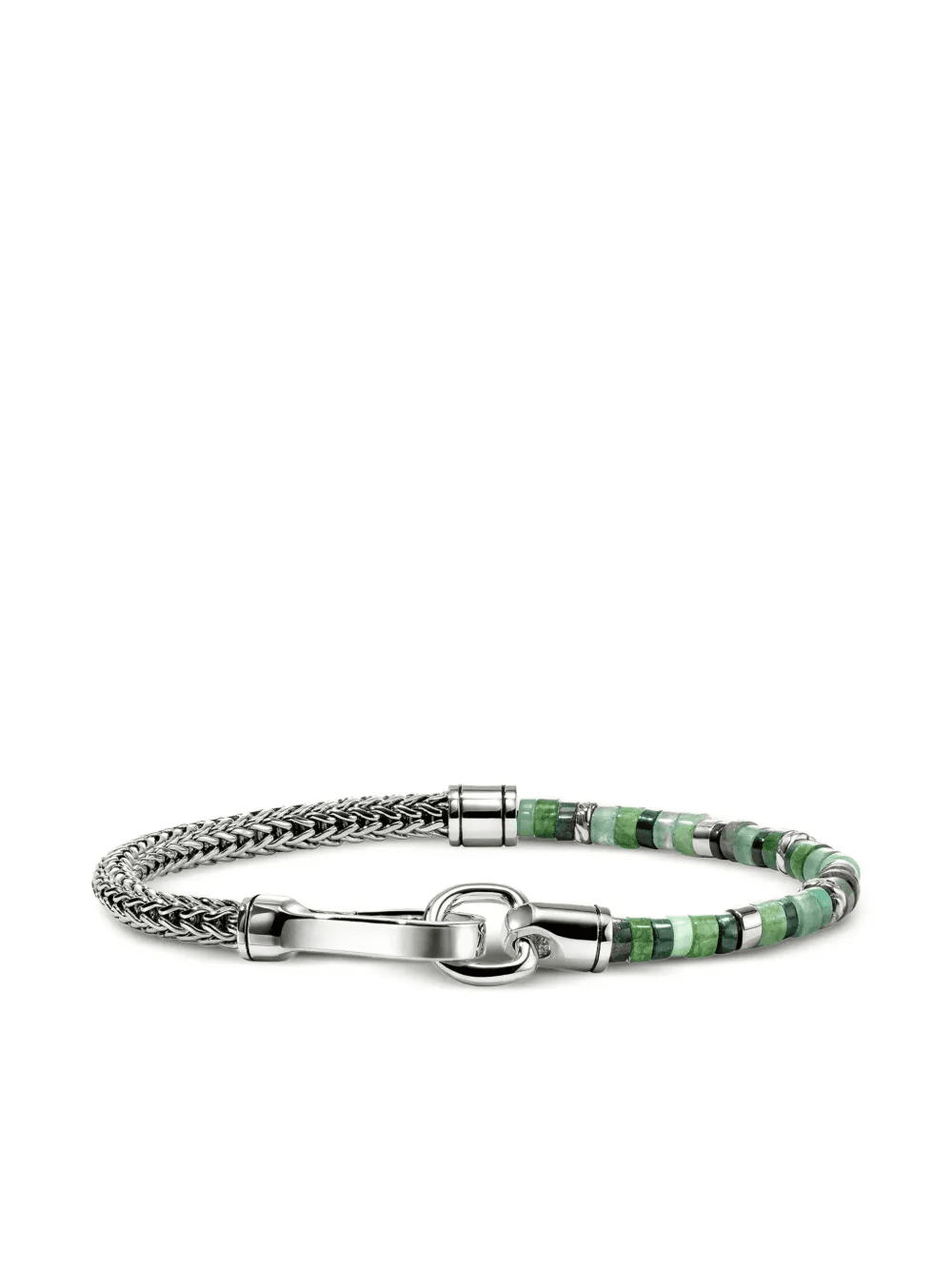 sterling silver Heishi Chain malachite bracelet - Image 1