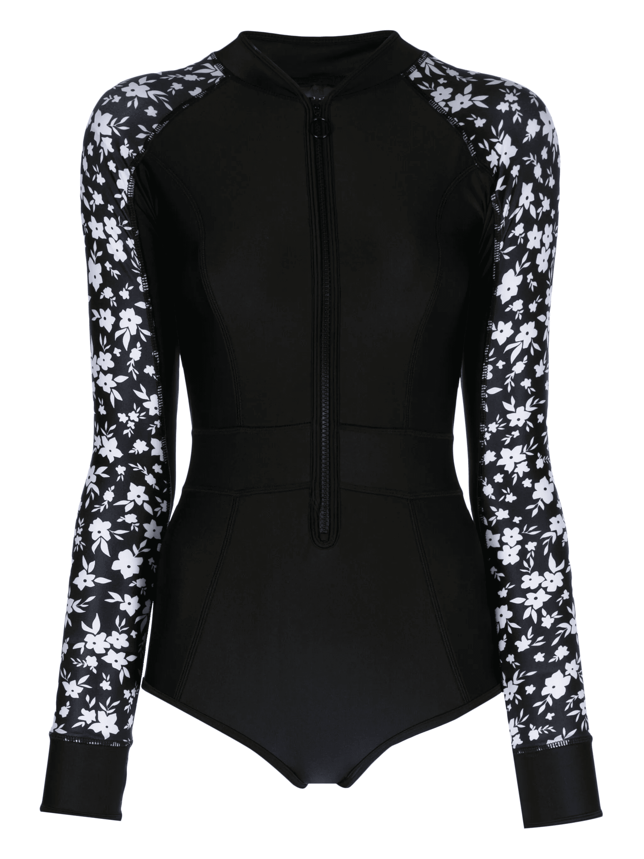 floral-print zip-up swimsuit - Image 1