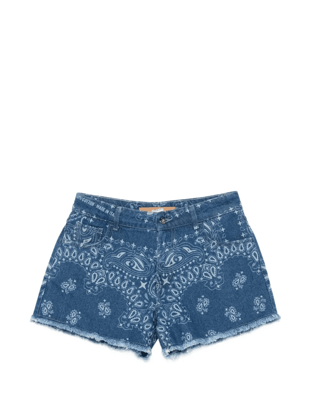 paisley-print frayed-hem denim shorts - Image 1