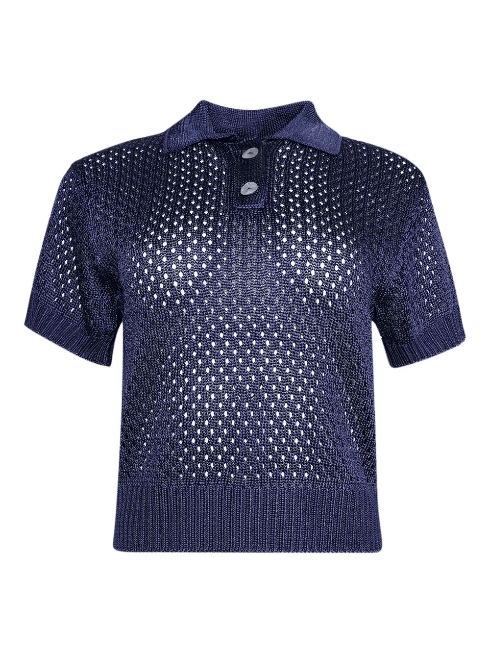 open-knit polo top - Image 1