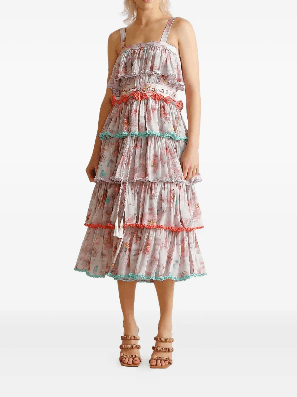 Floret ruffled floral-print midi dress - Image 1