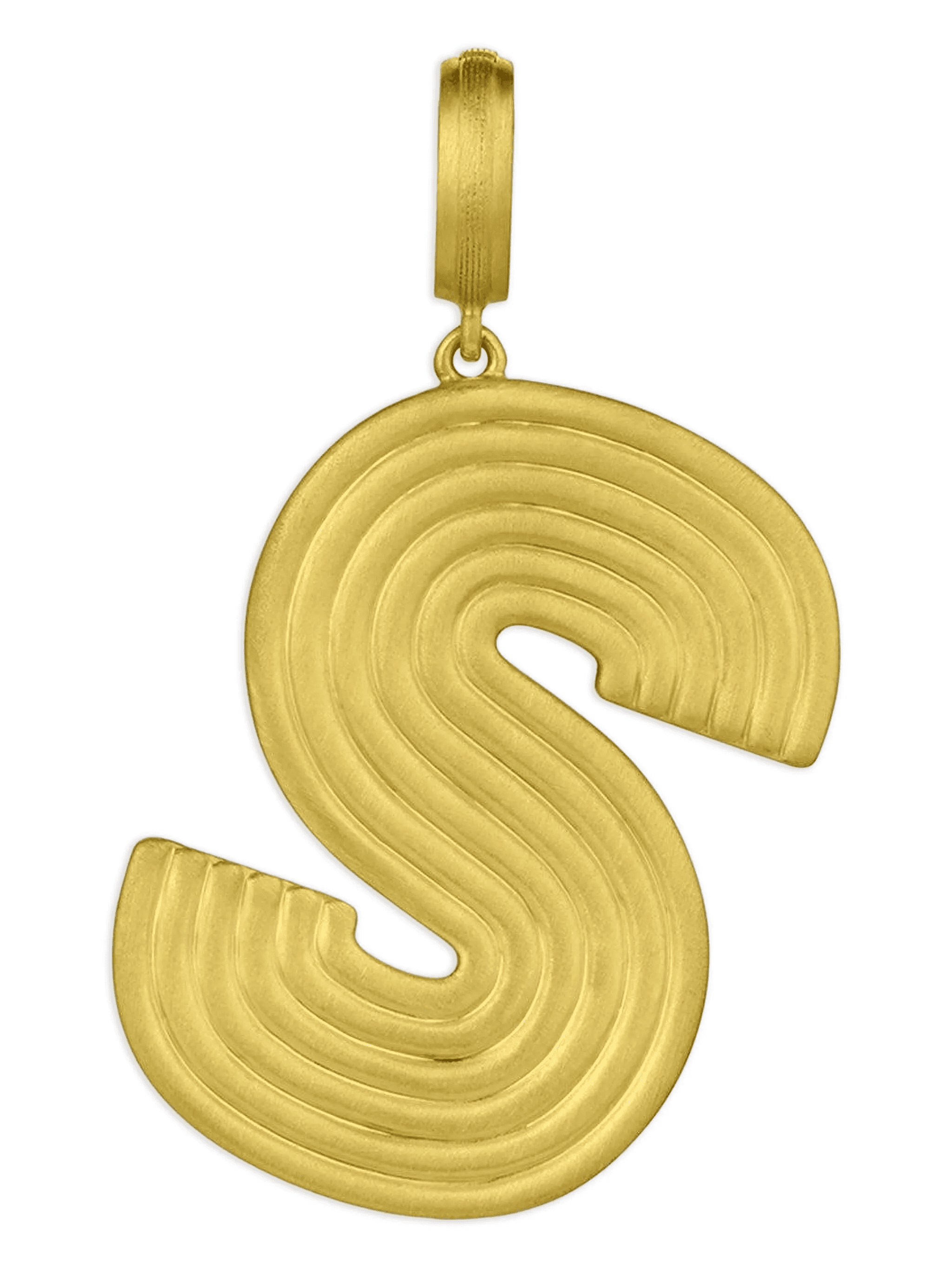 18K yellow gold ridged S pendant - Image 1