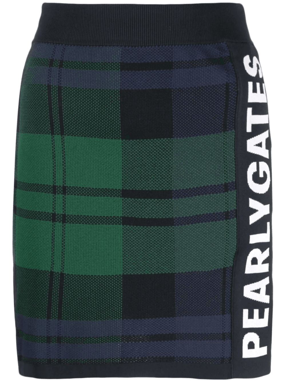 logo-tape plaid knitted skirt - Image 1