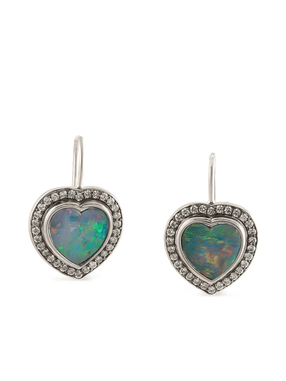 heart opal and diamond earrings - Image 1
