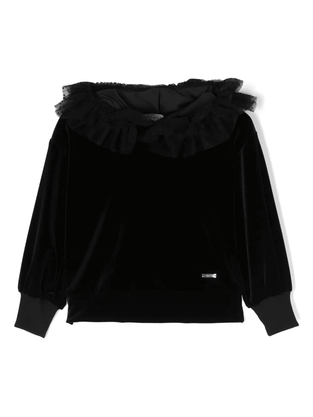 point d'esprit-mesh velvet hoodie - Image 1