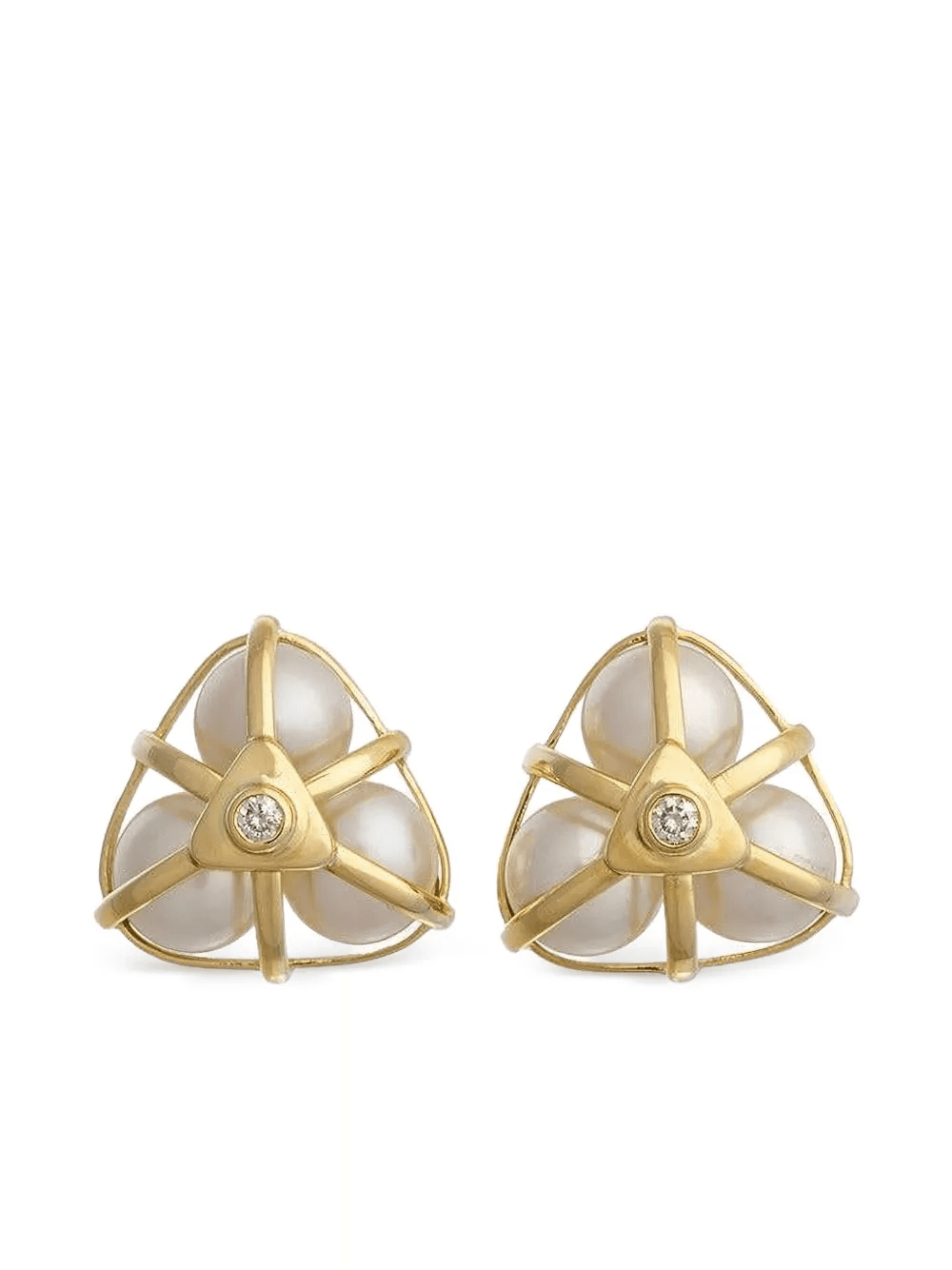 18K yellow gold diamond earrings - Image 1