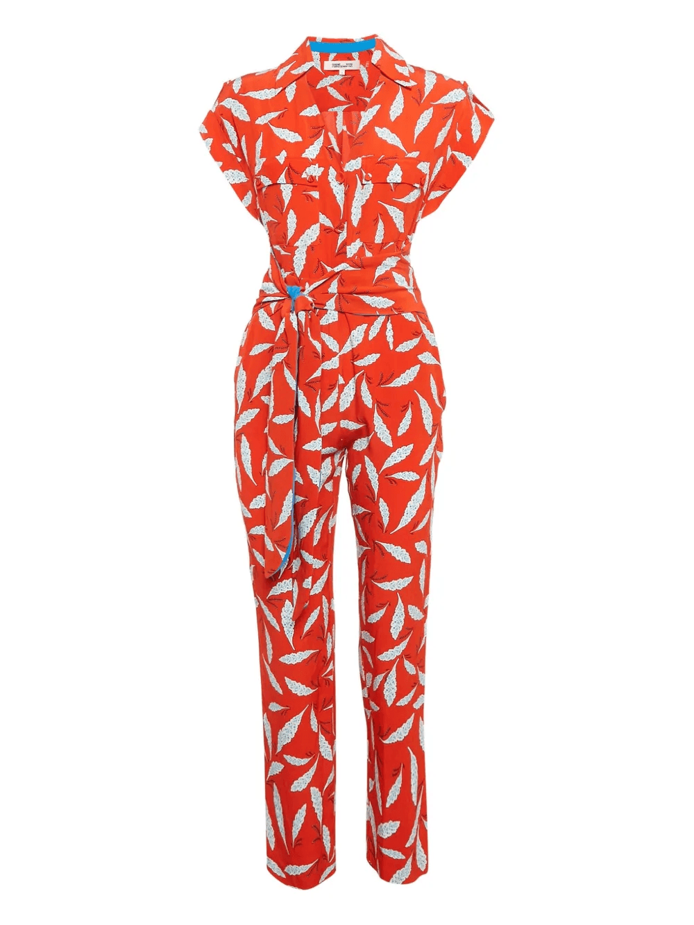 leaf-print tied-waist jumpsuit - Image 1
